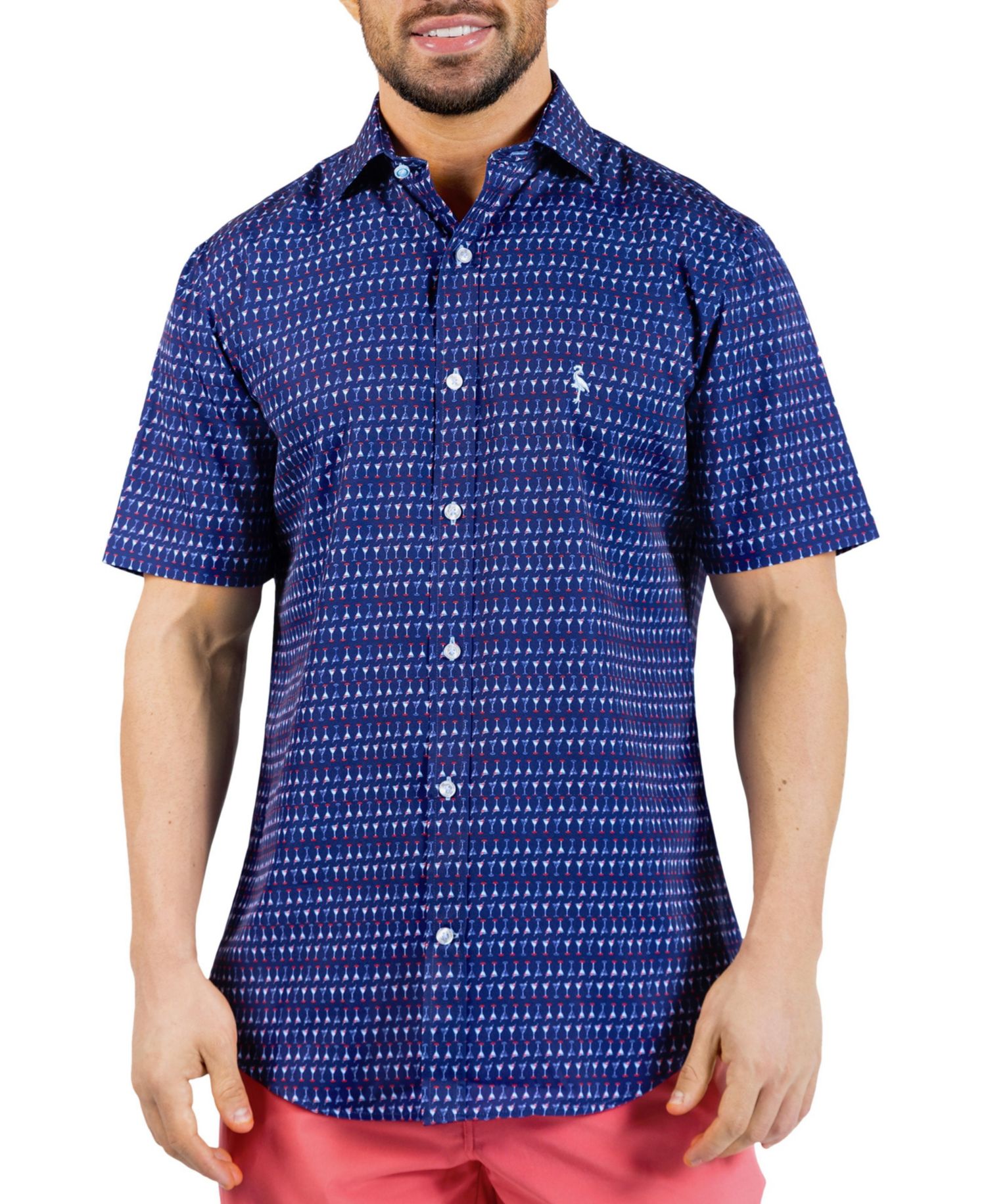 Men's Martini Glasses Printed Performance Short Sleeve Shirt