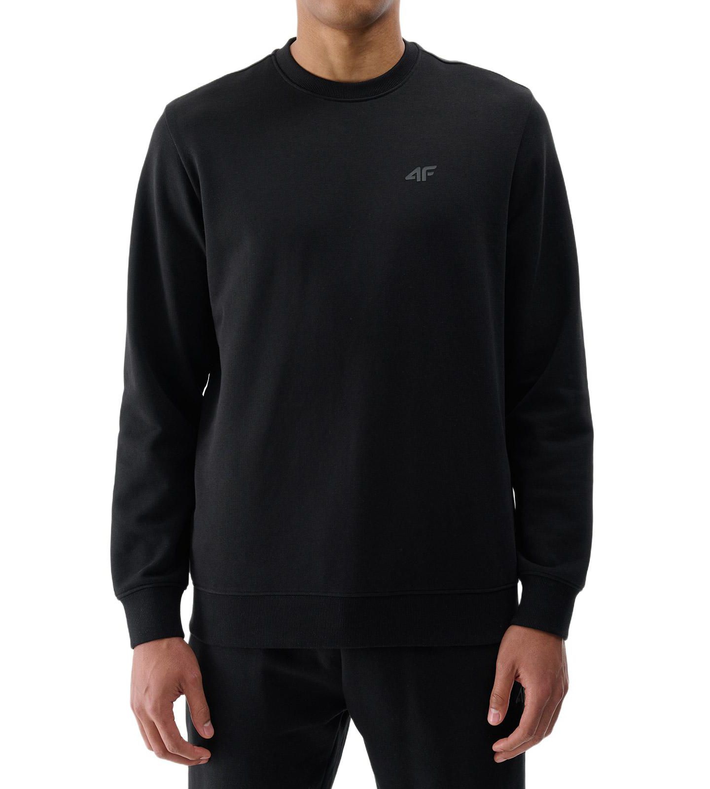 Мужское худи 4F Pullover Sweatshirt Without Hood, цвет: Глубокий чёрный — фото 1