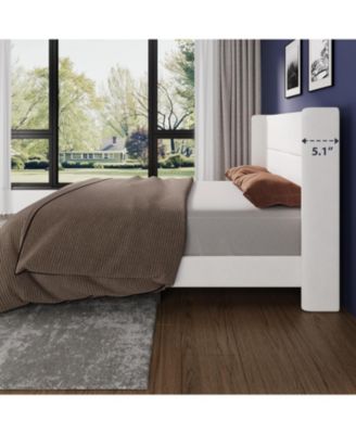 Queen Velvet Bed Frame with Wingback Headboard, Upholstered Platform Bed with Wood Slats, No Box Spring Needed