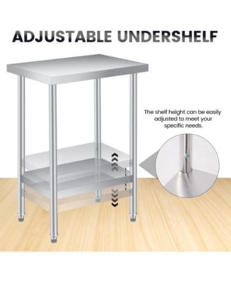 Stainless Steel Work Table 18x24x35 Inches with Adjustable Leveling Feet, Commercial Heavy Duty Kitchen Prep Table