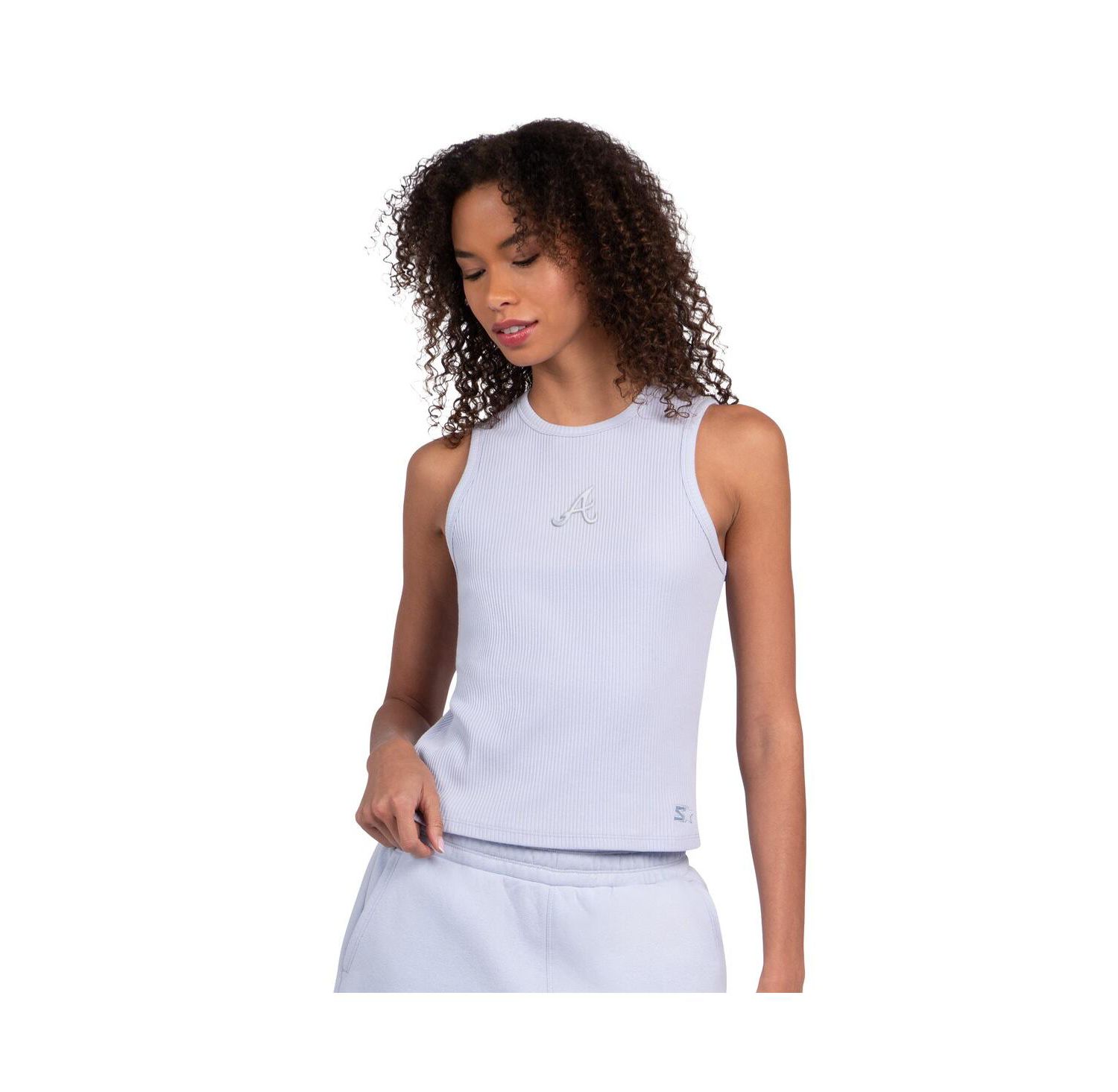 Women's Light Blue Atlanta Braves Pastels Ribbed Tank Top