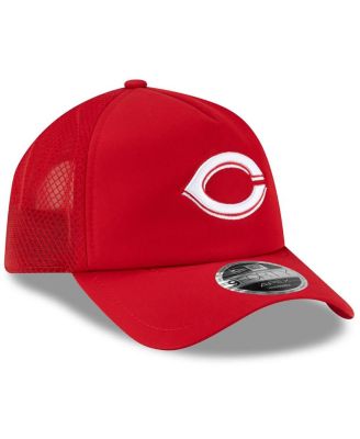 Men's Red Cincinnati Reds 2026 Batting Practice Apex 9FORTY Adjustable Trucker Hat