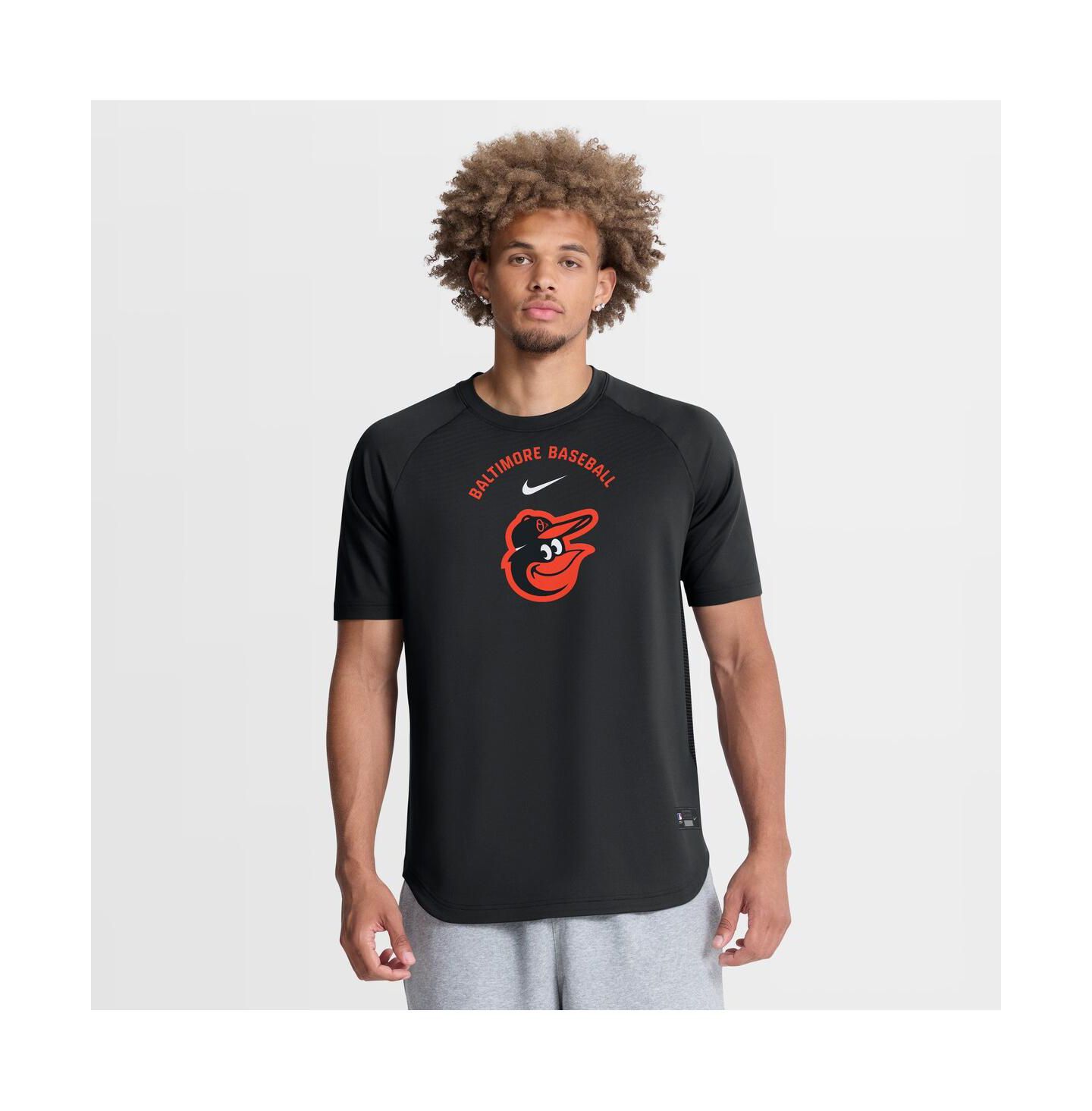 Мужская футболка Nike Black Baltimore Orioles Authentic Collection Batting Practice Pre-Game Raglan Dri-FIT — фото 1