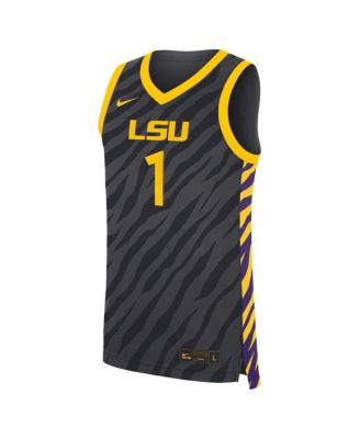 Men's and Women's 1 Anthracite LSU Tigers Replica Basketball Jersey