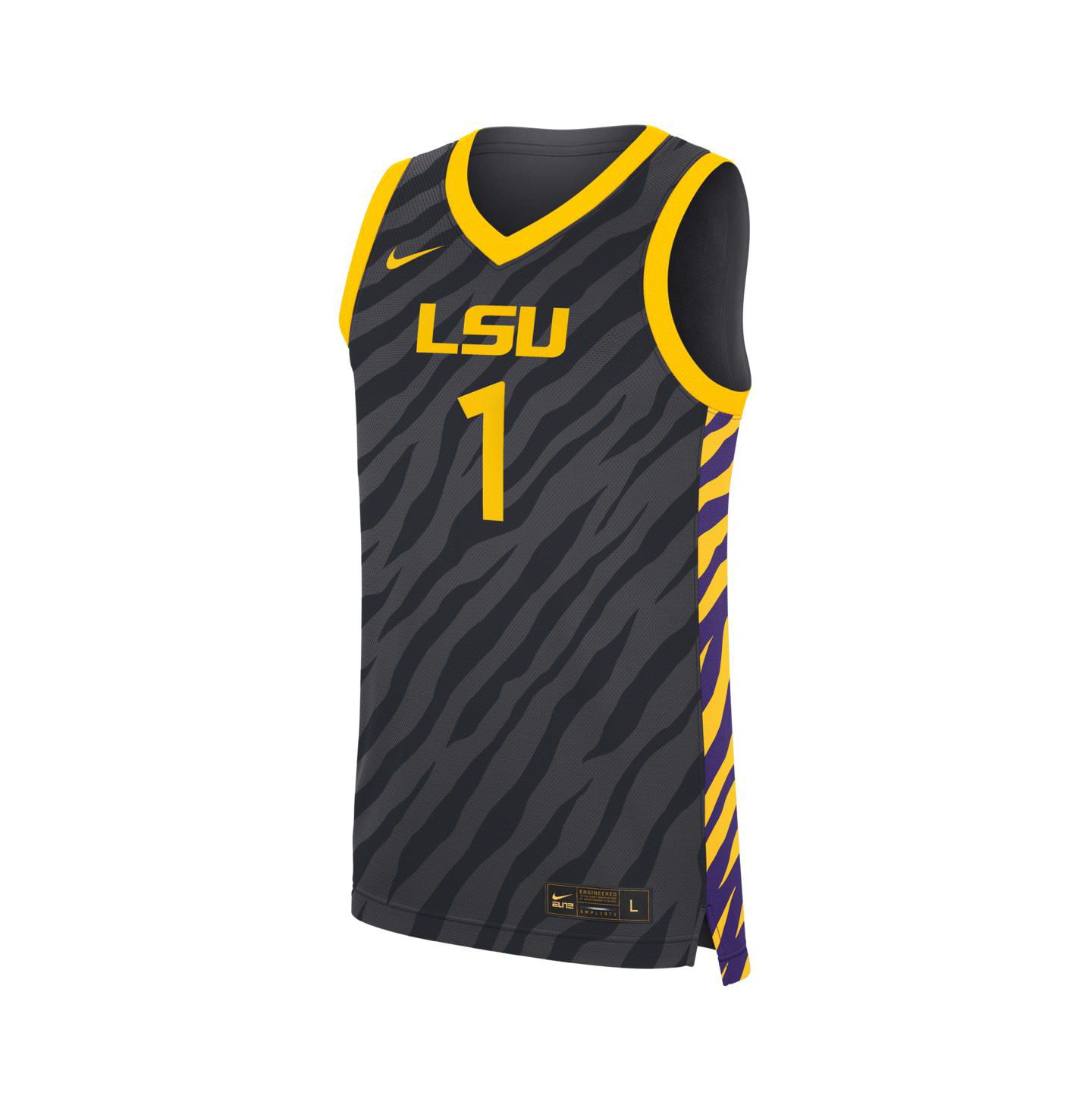 Топ Nike 1 Anthracite LSU Tigers Replica Basketball Jersey — фото 3