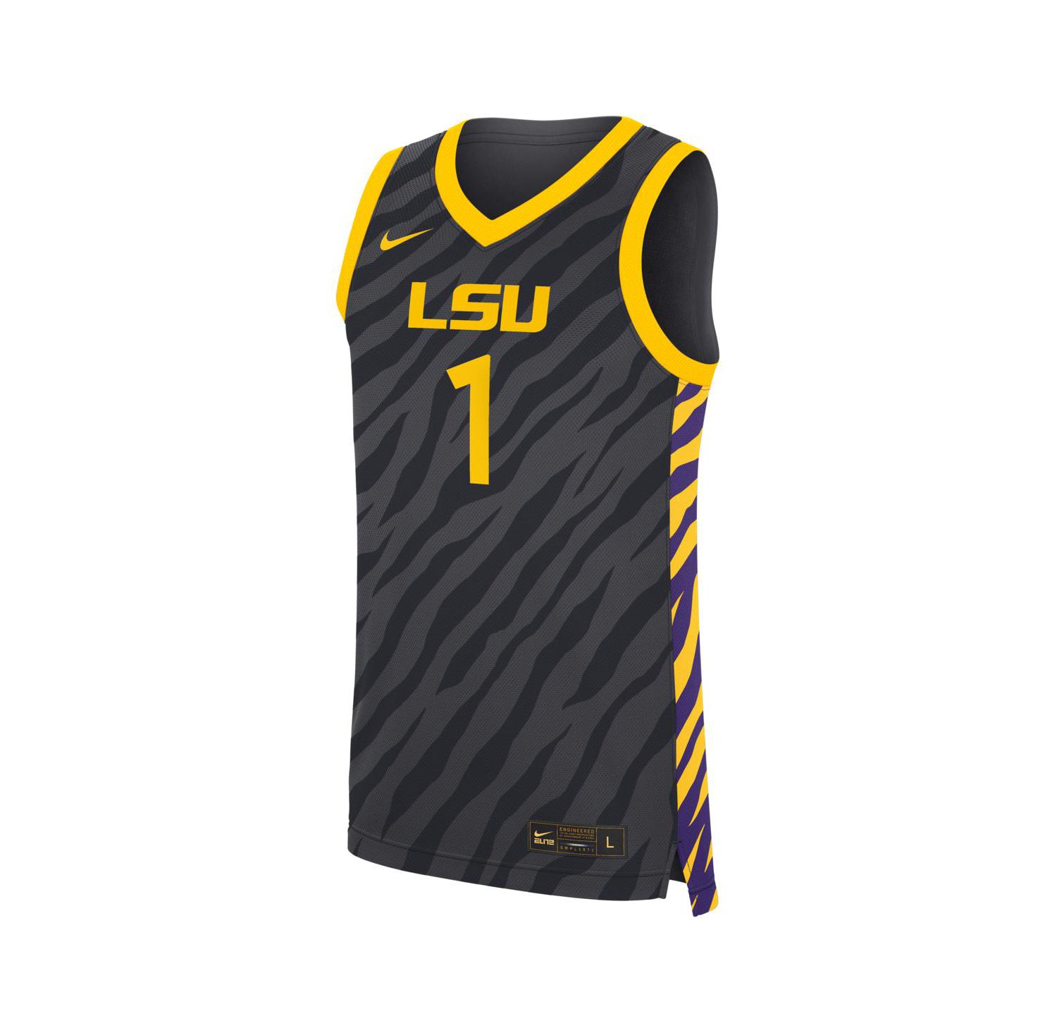 Men's and Women's 1 Anthracite LSU Tigers Replica Basketball Jersey