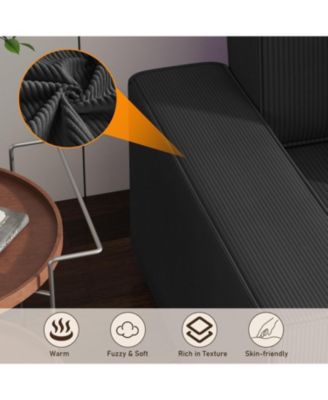 70" Oversized Cloud Couch, Mid-Century Chenille Sofa with USB & Side Pockets, Deep Seat