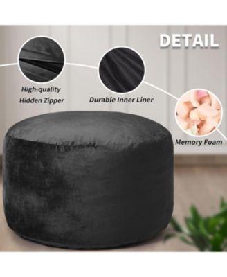 48" Giant Bean Bag Chair, Memory Foam, Plush Velvet, Washable Cover for Adults/Kids