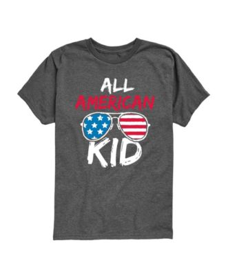 Hybrid Boys Toddler 2T-5T Instant Message All American Kid Short-Sleeve Graphic T-Shirt - Heather Charcoal 22$