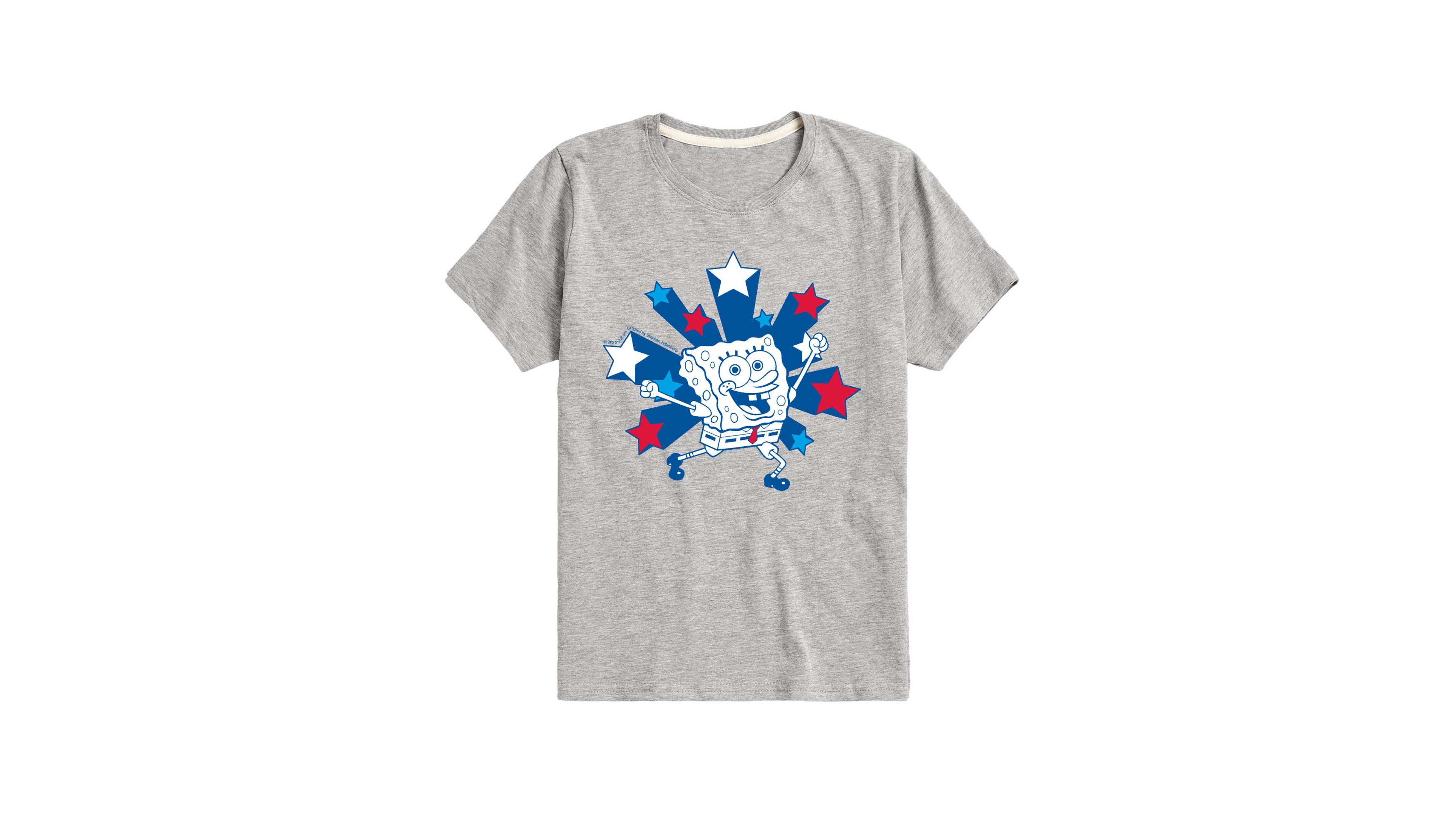 SpongeBob SquarePants Boys' 8-20 Americana Stars Short-Sleeve Graphic T-Shirt