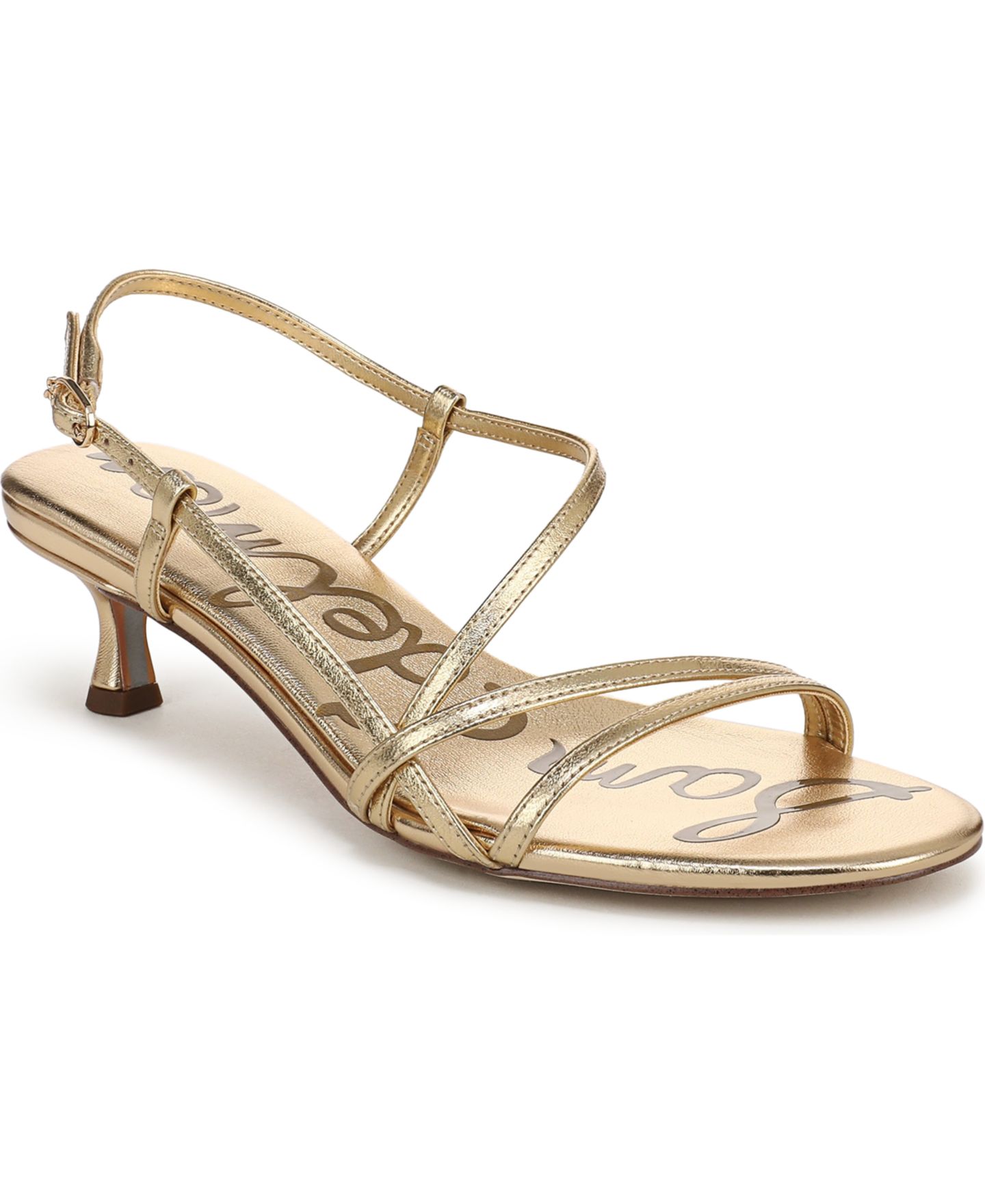 Женские сандалии Sam Edelman Cora Open Toe Dress Sandals, цвет: Янтарный золотой кожаный — фото 1
