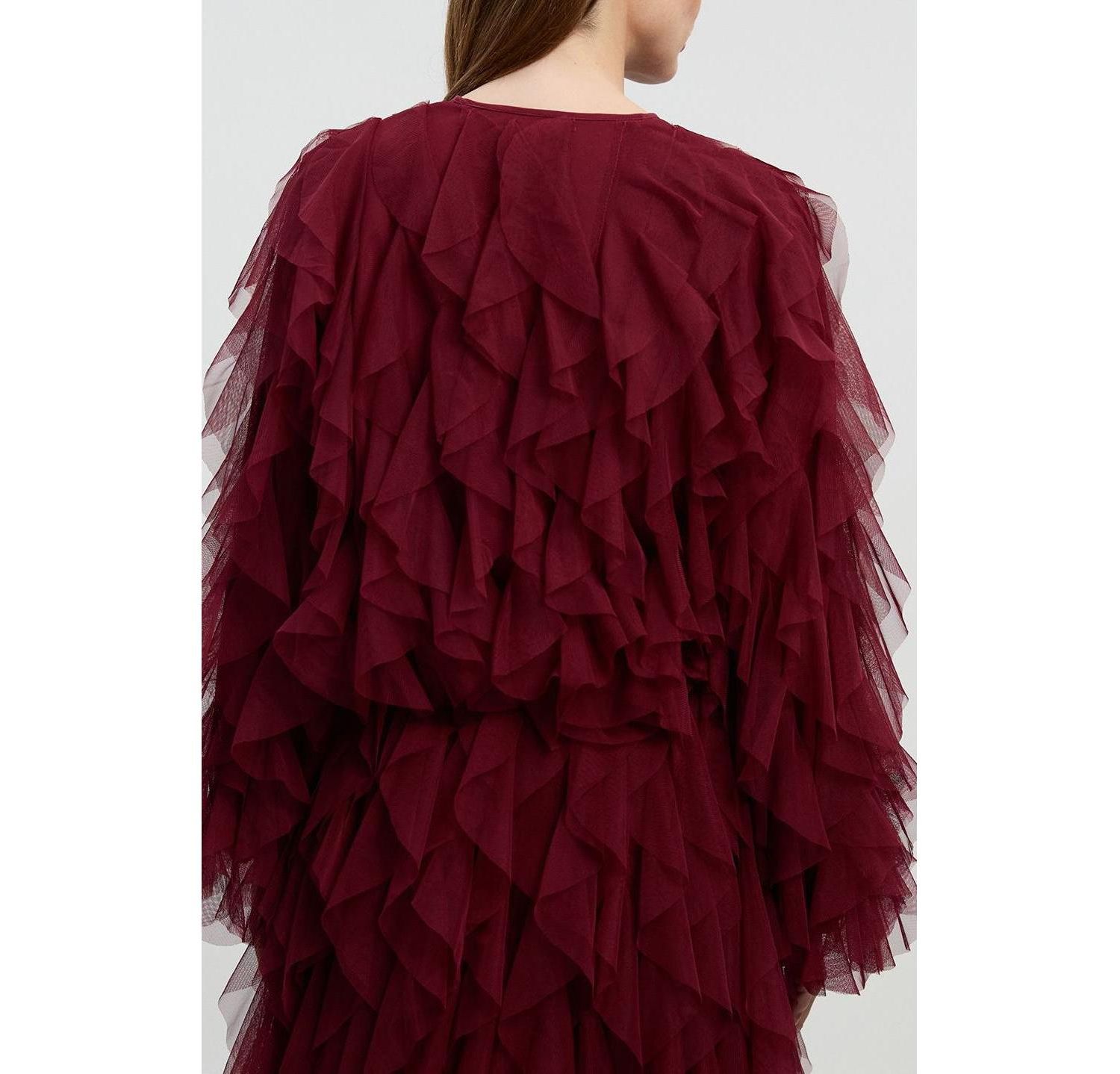 Women's Tulle Ruffle Detail Woven Jacket