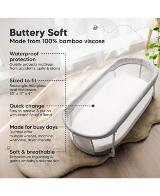 2-Pack Isla Waterproof Bassinet Sheets for Boy, Girl, Baby Fitted Bassinet Mattress Protector Cover