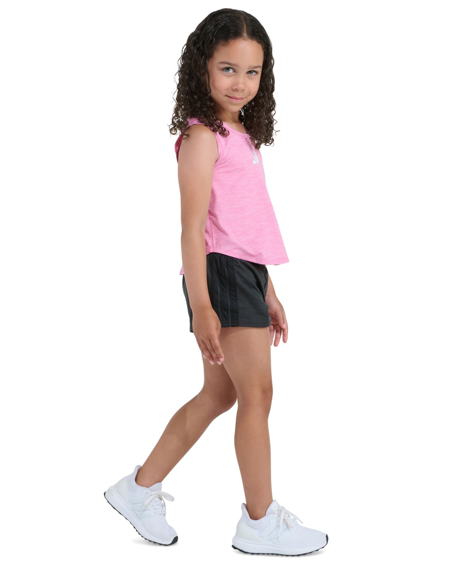 Girls' 2T-6X Sleeveless M&eacute;lange Flounce Tank Top and Shorts, 2-Piece Set