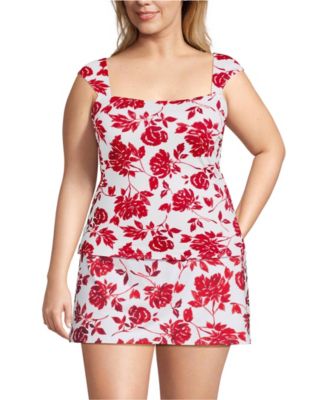 Plus Size Square Neck Underwire Tankini Top