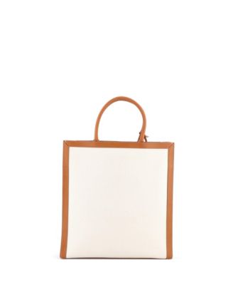Large Vertical Cabas Tote Canvas with Leather