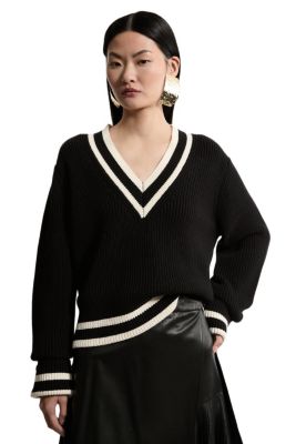 Women's Cotton V-Neck Knit Boxy Jumper