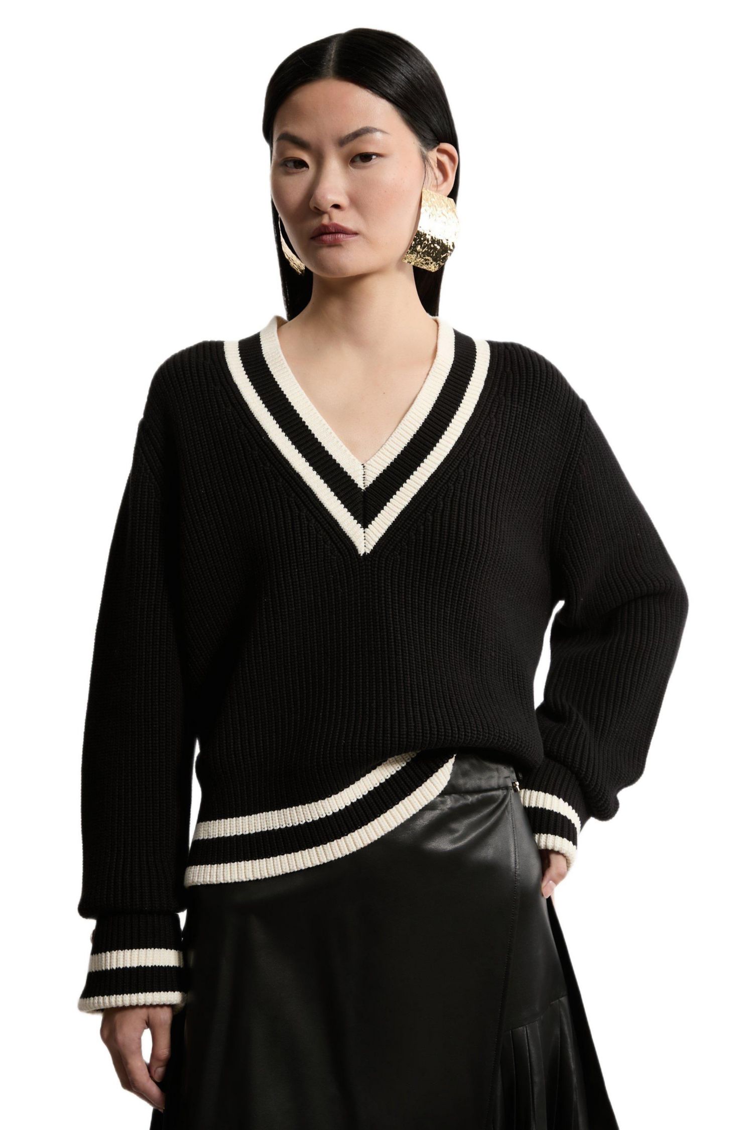 Women's Cotton V-Neck Knit Boxy Jumper
