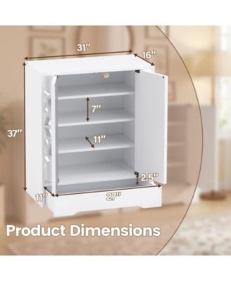 Mirrored Shoe Cabinet 4-Tier Organizer with Large Drawer