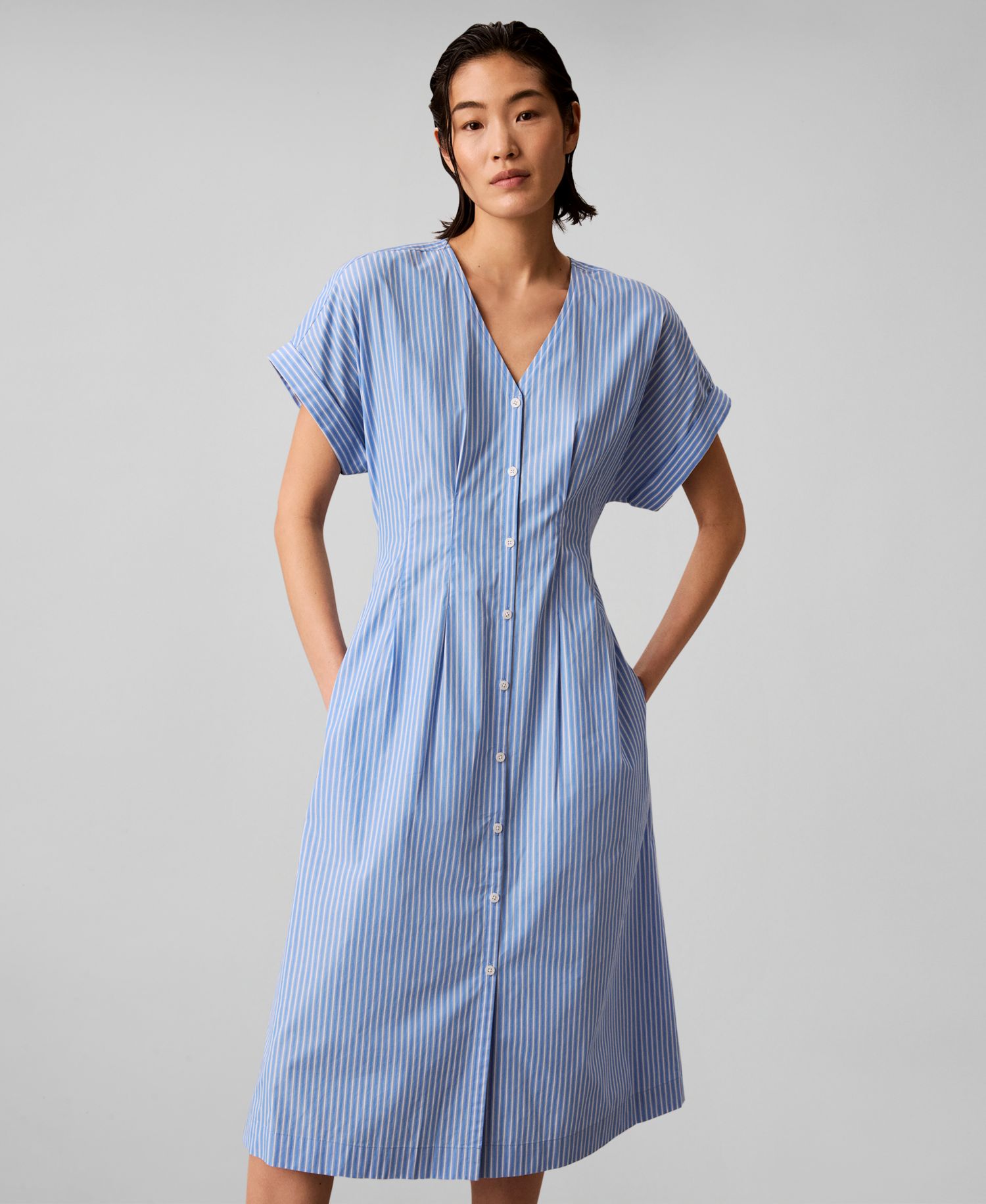 Women's Short-Sleeve V-Neck Shirt Dress