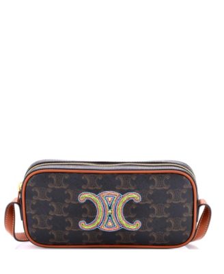 Small Cuir Triomphe Camera Shoulder Bag Triomphe Coated Canvas with Leather