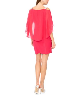 Beaded-Strap Capelet-Back Dress