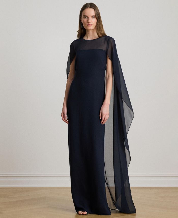 Lauren Ralph Lauren Women's Cape Georgette Gown