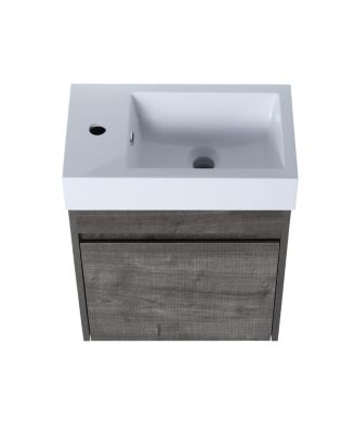 18" Wall Mounted Bathroom Vanity with Resin Sink, Soft Close Door & Ample Storage for Small Spaces