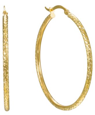 Diamond Cut Hoop Earrings in 10k Yellow Gold