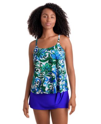 Women's Floral-Print Scoop Neck Tankini Top
