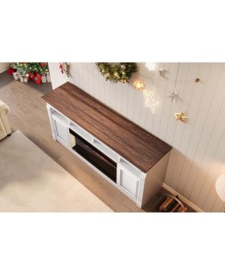 68" Fireplace TV Stand, 36" Fireplace, 4 Flame Colors with Remote, Farmhouse Storage Cabinet