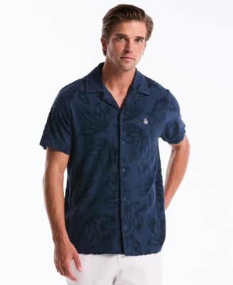 Men's Floral Button Front Short-Sleeve Shirt