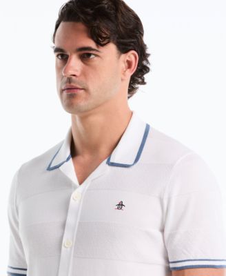 Men's Cotton Seed Stitch Polo Sweater