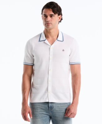 Men's Cotton Seed Stitch Polo Sweater