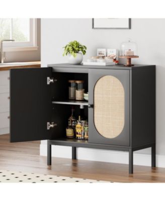 Modern Storage Cabinet with Fluted Glass Doors Adjustable Shelves and Durable MDF for Dining and Living Room