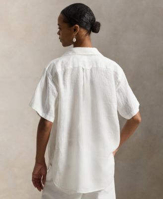 Women's Oversize Fit Linen Short-Sleeve Shirt