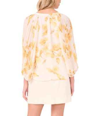 Women's V-Neck Pleated-Sleeve Blouse