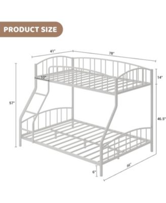 Twin Over Full Metal Bunk Bed with Ladder & Guardrail, Heavy Duty Steel Frame, Space Saving Bed for Kids