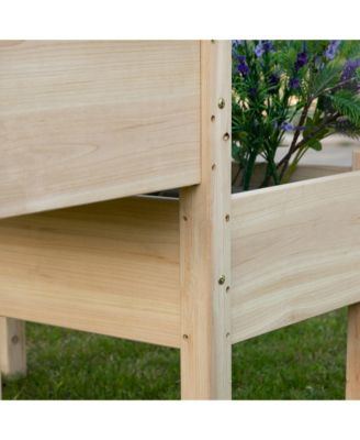 2-Tier Raised Garden Bed 34"x34"x28" Wood Planter Sd Plant Grow Box