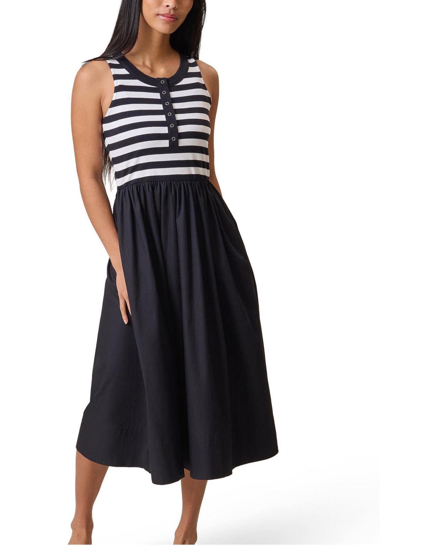 Женское платье Kindred Bravely Charlotte Mixed Media Nursing Midi, цвет: Чёрный / Белый — фото 1