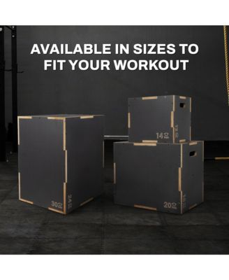 24" x 20" x 16" Wooden Plyo Box Non-Slip Jump Platform, Gray