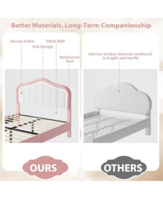 Bed Frame with LED Lights Storage Drawer Velvet Platform for Kids Wood Slats