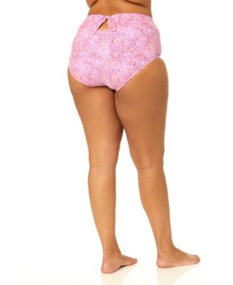 Plus Size Island High-Waist Printed Swim Bottoms