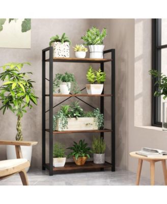 4 Tier Industrial Bookshelf Metal Frame Display Storage Shelf