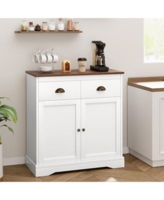 Buffet Cabinet with Storage Farmhouse Coffee Bar Cabinet with 2 Doors 2 Drawers and Adjustable Shelves for Dining Room and Living Room