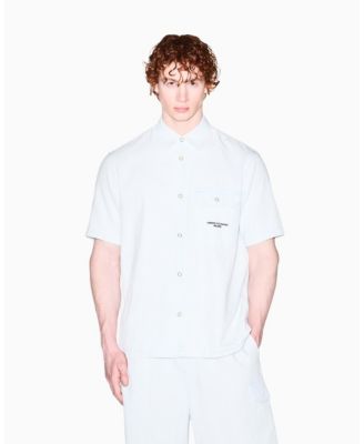 Men's Short Sleeve Denim Striped Shirt