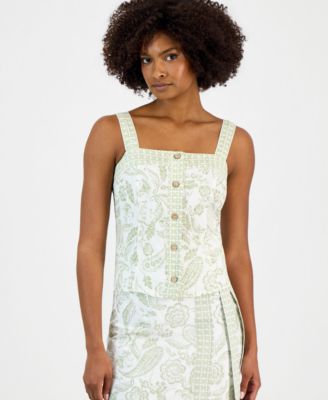 Women's Square-Neck Button-Down Top