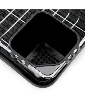 16 Inch Chrome Plated and Plastic Counter Top Drying Dish Rack in Black