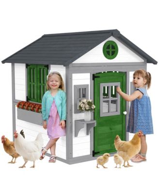 Playhouse for Kids with Doors, Windows, Planter Pots and Boxes