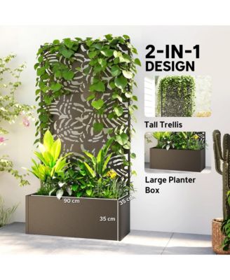 Metal Planter Box with Trellis, 71" Tall Privacy Planter